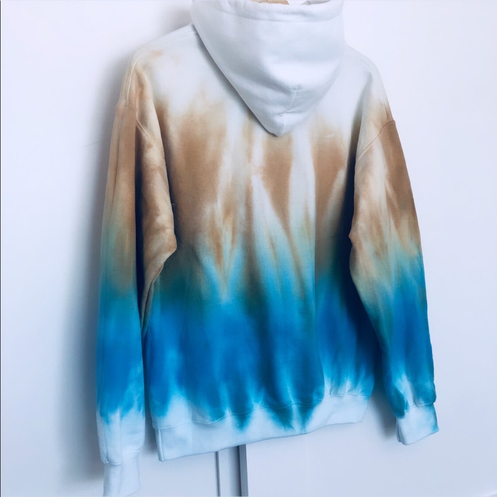 🔴SOLD🔴Tie Dye Golden Blue Colorblock NEW Hoodie - Picture 5 of 14